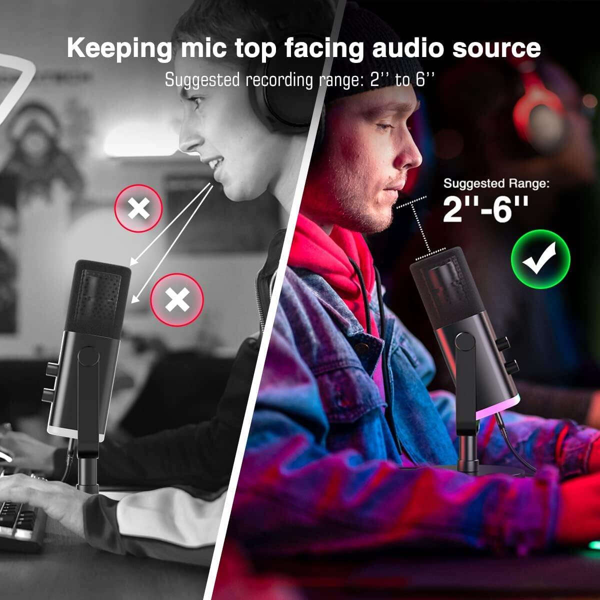 Picture of FIFINE AM8 USB/XLR Dynamic Microphone for Podcast Recording, PC Computer Gaming Streaming Mic with RGB Light, Mute Button, Headphones Jack, Desktop Stand, Vocal Microphone (Black)
