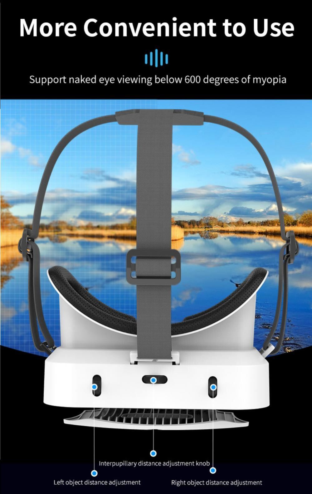 Picture of G12 VR Glasses 3D Virtual Reality Gaming Glasses Headset Helmet Goggles Lenses Smart For IOS Android Smartphone (White)