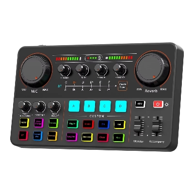 Picture of Audio Sound Card P300 Live Sound Card Live Streaming Podcast Accessories Mixer Sound Card Audio Voice Podcast (Black)