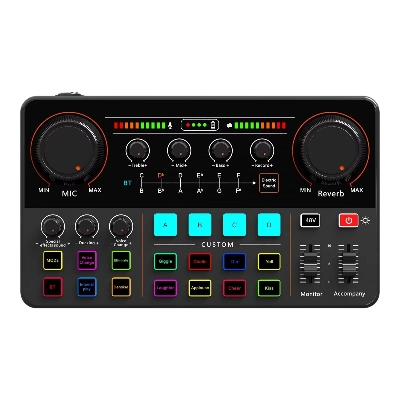 Picture of Professional Audio Sound Card P300 Live Sound Card Live Streaming Podcast Accessories Mixer Sound Card Audio Voice Podcast (Black)