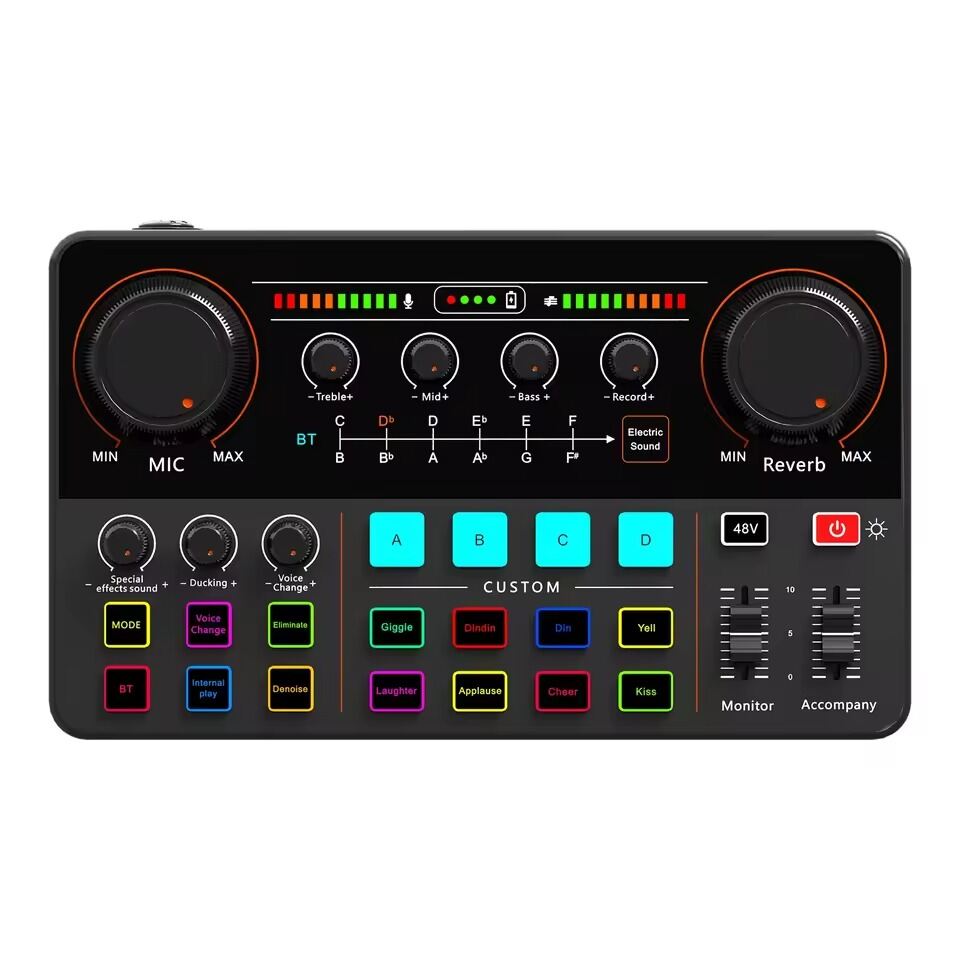 Picture of Professional Audio Sound Card P300 Live Sound Card Live Streaming Podcast Accessories Mixer Sound Card Audio Voice Podcast (Black)