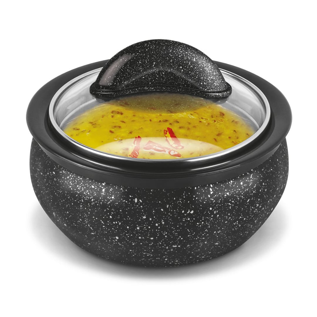 Picture of MILTON Casserole Insulated HotPot with Glass Lid ,Stainless Steel, Serving Box  For Hot Food Clarion-1500