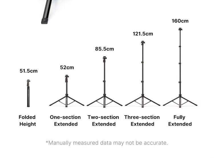 Picture of Ulanzi TB64 1.6M Metal Selfie Stick Tripod Stand /Kit for iPhone Android Extendable Camera Tripod with 1/4" Screw Cold Shoe Live (Black)