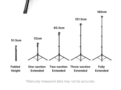 Picture of Ulanzi TB64 1.6M Metal Selfie Stick Tripod Stand /Kit for iPhone Android Extendable Camera Tripod (Black)