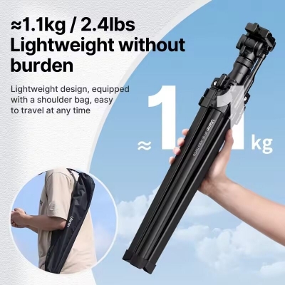 Picture of ULANZI MT-65 Horizontal Tripod 69.29" Travel Video Tripod Overhead Camera Tripod, Horizontal Vertical Switch | Bubble Level | Arca QR Plate | Wireless Remote, for DSLR Camera Phone (Black)