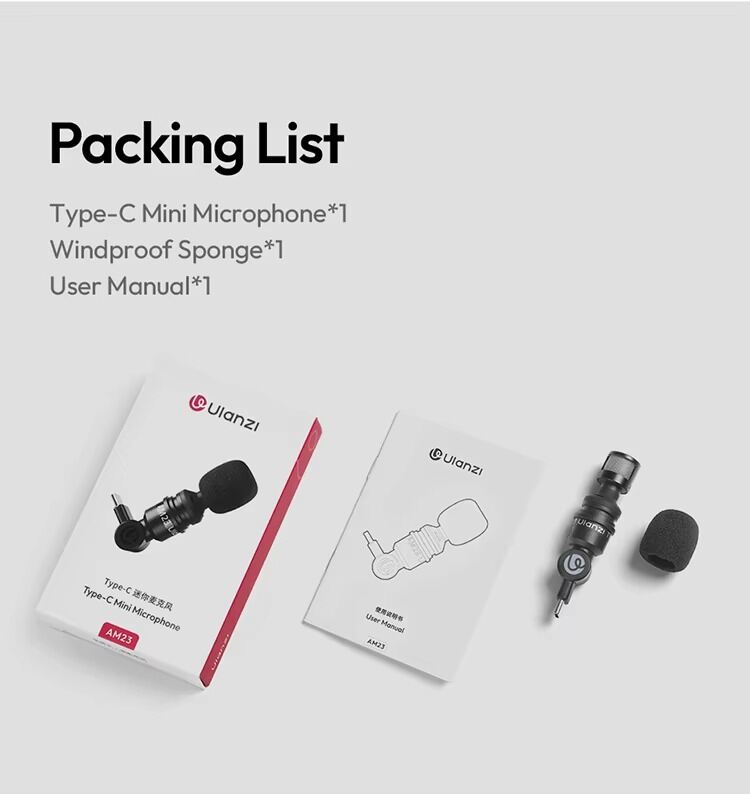 Picture of Ulanzi AM23 Microphone Portable Audio Video Recording Mini Mic for iPhone Android Live Broadcast Gaming Phone Gopro DJI Laptop 