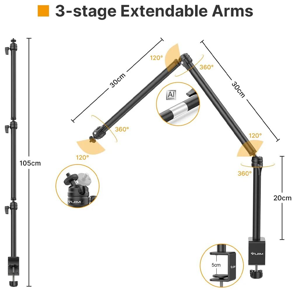 Picture of Ulanzi VIJIM LS08 Flexible Arm Professional Live Streaming Stand Equipment (Black)