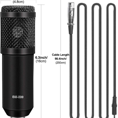 Picture of Professional BM800 Studio Condenser Microphone 3.5mm Wired BM800 Condenser Sound Recording Microphone (Bm800+Cable1.5M)