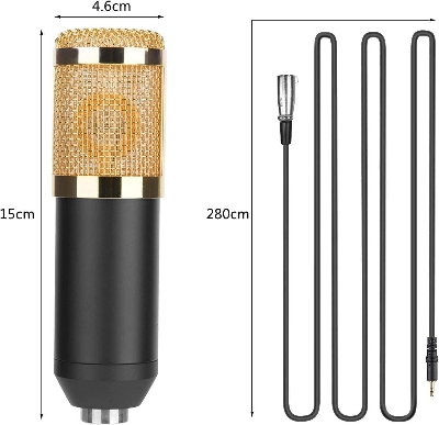 Picture of Professional BM800 Studio Condenser Microphone 3.5mm Wired BM800 Condenser Sound Recording Microphone (Bm800+Cable1.5M)