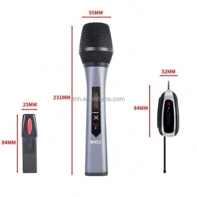Picture of Wireless Microphone System UM- WX52 UHF  with Handheld Cardioid Microphone for Video Live Broadcast Interview or Home Karaoke (Gray)