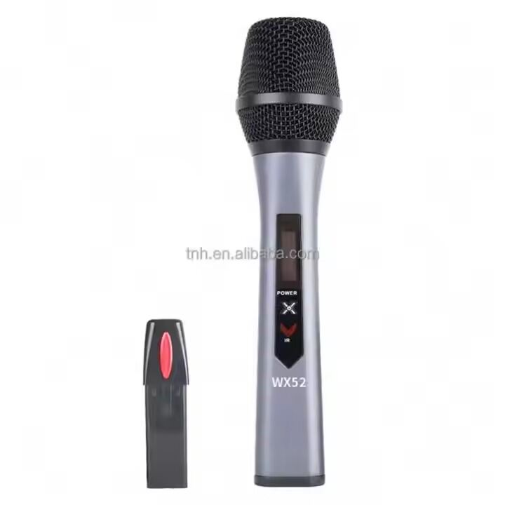 Picture of Wireless Microphone System UM- WX52 UHF  with Handheld Cardioid Microphone for Video Live Broadcast Interview or Home Karaoke (Gray)