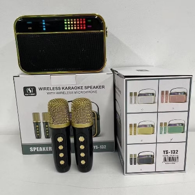 Picture of Karaoke Bluetooth Speaker YS-132 / 2 Microphone Wireless  Colorful Light Loudspeaker Portable Player, Stage/DJ, Karaoke (Multicolor)