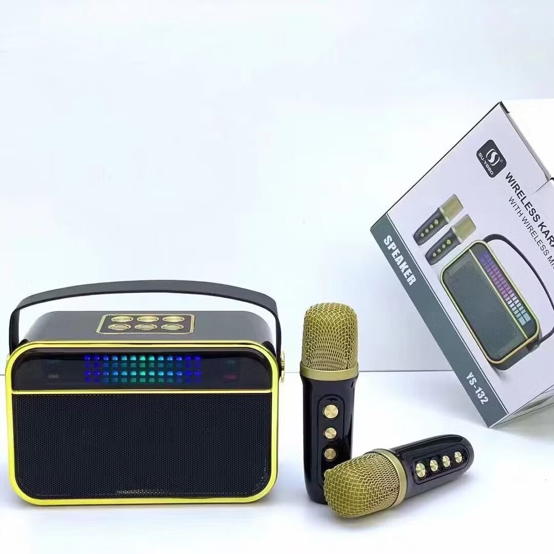 Picture of Karaoke Bluetooth Speaker YS-132 / 2 Microphone Wireless  Colorful Light Loudspeaker Portable Player, Stage/DJ, Karaoke (Multicolor)