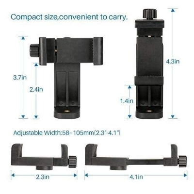 Picture of Universal Tripod Mount Vertical Bracket Smartphone Holder Phone 360 Degree Clip Clipper Tripod Adapter Screw Adapter Rotatable Digital Camera Bracket Selfie Lens Monopod For Phone Smart Phones Mobile Mount (Black)
