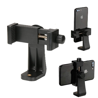 Picture of Universal Tripod Mount Vertical Bracket Smartphone Holder Phone 360 Degree Clip Clipper Tripod Adapter Screw Adapter Rotatable Digital Camera Bracket Selfie Lens Monopod For Phone Smart Phones Mobile Mount (Black)