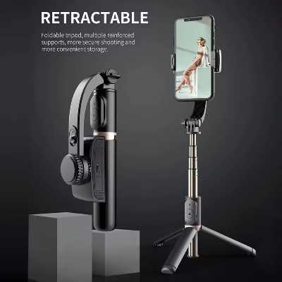 Picture of Q08 Handheld Gimbal Smartphone Bluetooth Handheld Stabilizer with Tripod selfie Stick Folding Gimbal for Cellphone (Black)