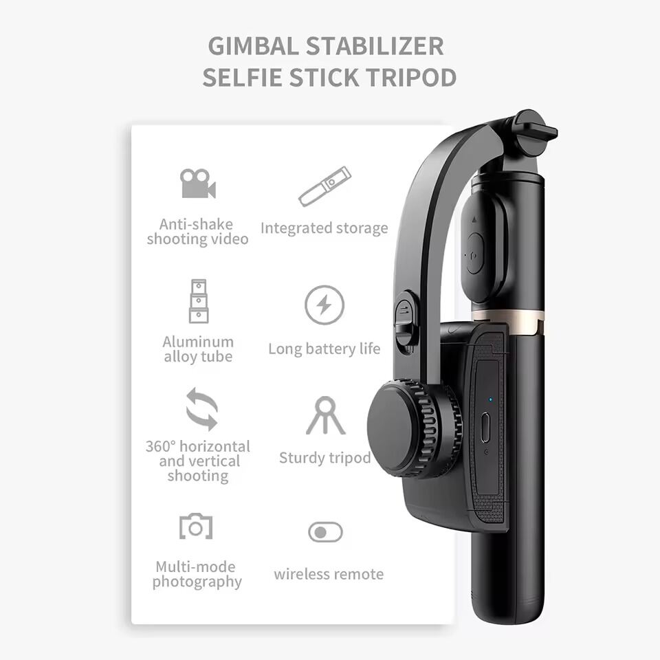 Picture of Q08 Handheld Gimbal Smartphone Bluetooth Handheld Stabilizer with Tripod selfie Stick Folding Gimbal for Cellphone (Black)