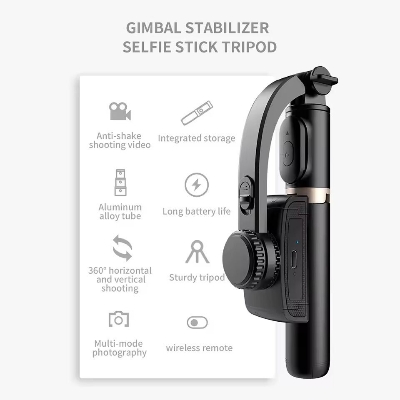 Picture of Q08 Handheld Gimbal Smartphone Bluetooth Handheld Stabilizer with Tripod selfie Stick Folding Gimbal for Cellphone (Black)