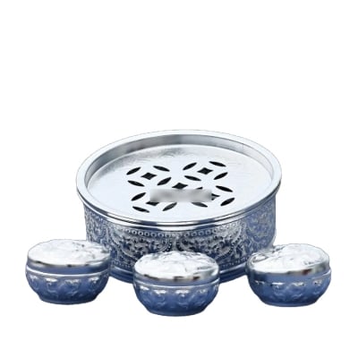 Picture of Paner Bata Pandan Sets Khandani Paner Box Betel Leaf Bowl Set - With 3 Pots Experience Traditional Betel Leaf Serving-পানদান