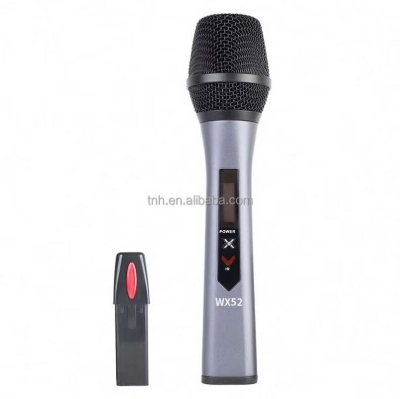 Picture of Wireless Microphone System UM- WX52 UHF  with Handheld Cardioid Microphone for Video Live Broadcast Interview or Home Karaoke use mobile phone (Gray)