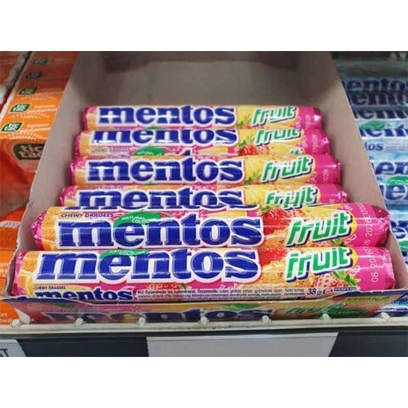 Picture of Mentos Chewy Candy Roll (28.6g*30pcs) Full Box - Rainbow ,Orenge Stovary