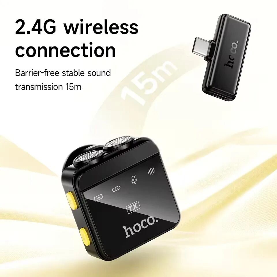 Picture of Hoco L17 Wireless Digital Dual Magnetic Lapel Microphone iPhone / Type-C (Black)