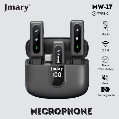 Picture of Jmary MW-17 2.4G Wireless Microphone for Mobile (Type-C Or  Lighting) With Charging Case Black (Lighting(iphone))