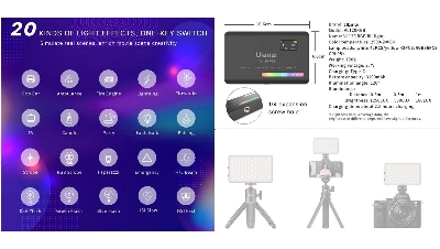 Picture of Ulanzi VL120 2500K - 9000K RGB LED Brightness adjustment Dial  Photography & Studio Lighting Light (Black)
