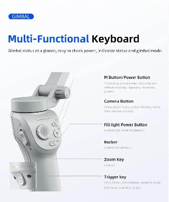 Picture of TOKQI M01 Handheld 3-Axis Gimbal Phone Holder Anti Shake Video Record Stabilizer for Smart Phones, Vlogs, Tiktok, Yotube (Black)