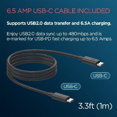 Picture of Motorola 125W GaN Turbo Power Charger with 6.5A USB-C to C Cable (Black)