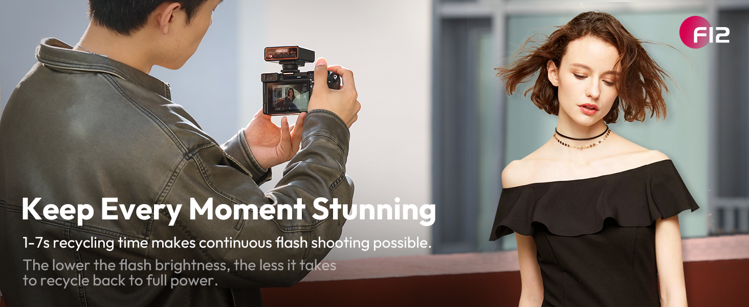 Picture of Ulanzi F12 Mini Camera Flash Speedlite GN12 LCD Standard Hot Shoe Mount for Sony Canon Nikon Panasonic Olympus DSLR Camera 