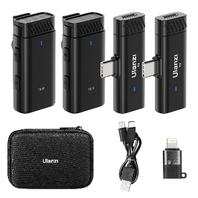 Picture of ULANZI HM2301 Wireless Lavalier Lapel Microphone for iPhone 15 Series/Android/Computer with USB C Interface (Black)