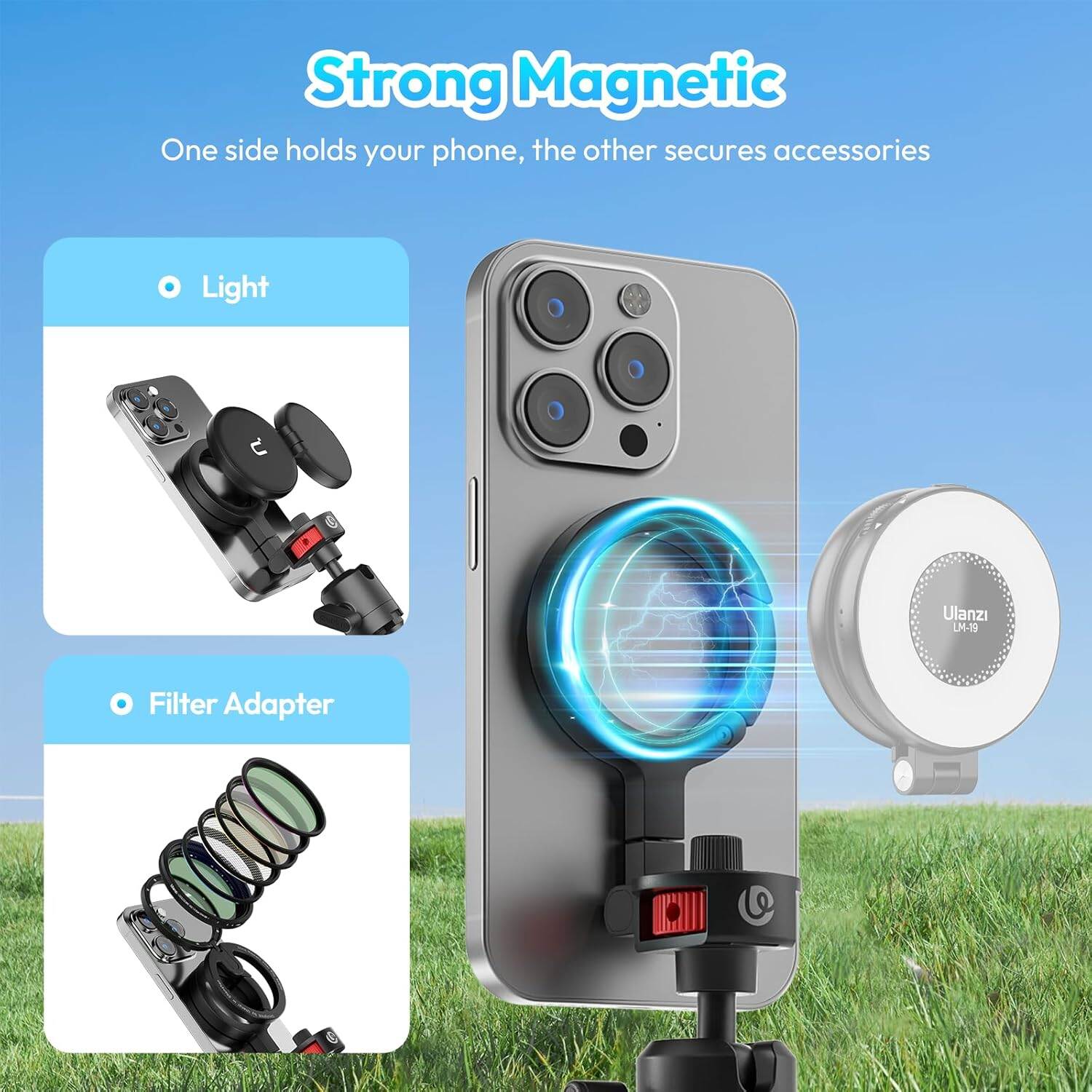 Picture of ULANZI MT30 Magnetic Flexible Tripod for iPhone 17-12 Series with 1/4" Thread, Mini Bendable Phone Holder Stand for MagSafe & Cameras, Octopus Mini Tripod Mount for Creative Shooting & Video Recording (Black)