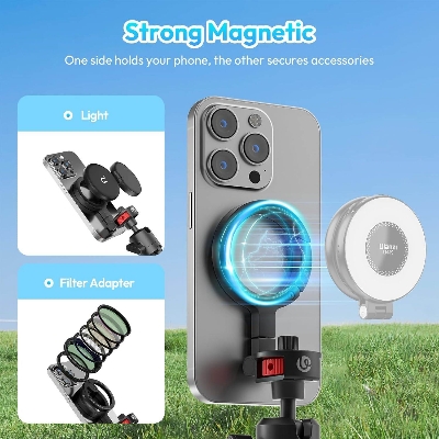 Picture of ULANZI MT30 Magnetic Flexible Tripod for iPhone 17-12 Series with 1/4" Thread, Mini Bendable Phone Holder Stand for MagSafe & Cameras, Octopus Mini Tripod Mount for Creative Shooting & Video Recording (Black)