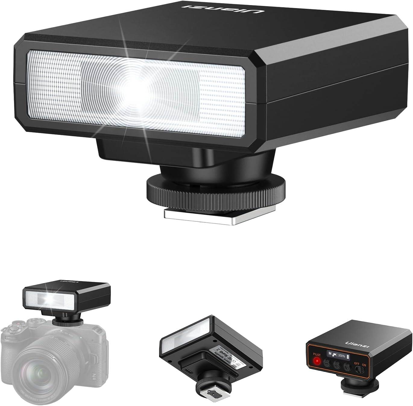 Picture of Ulanzi F12 Mini Camera Flash Speedlite GN12 LCD Standard Hot Shoe Mount for Sony Canon Nikon Panasonic Olympus DSLR Camera 