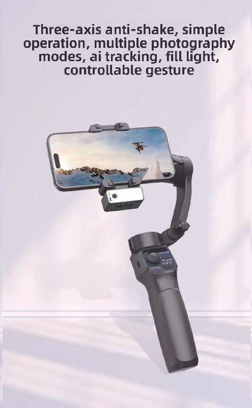Picture of F11 Lite 3-Axis Portable Smartphone  Stabilizer for Smartphone,Handheld Gimbal Tripod for iPhone&amp;Andriod with Fill Light,AI Auto Face/Object Tracking,Foldable Rotating Stabilizer for Phone Video Recording,Vlogging (Black)