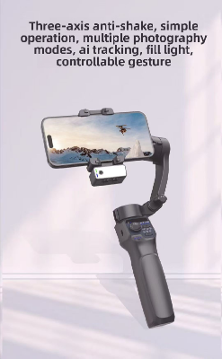 Picture of F11 Lite 3-Axis Portable Smartphone  Stabilizer for Smartphone,Handheld Gimbal Tripod for iPhone&amp;Andriod with Fill Light,AI Auto Face/Object Tracking,Foldable Rotating Stabilizer for Phone Video Recording,Vlogging (Black)