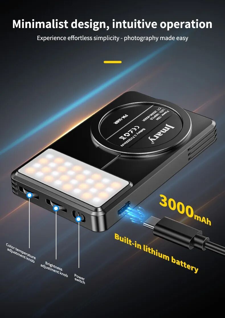 Picture of Jmary Magnet  FM-168R Dual Color LED Video Light for Photography & Videography (Black)
