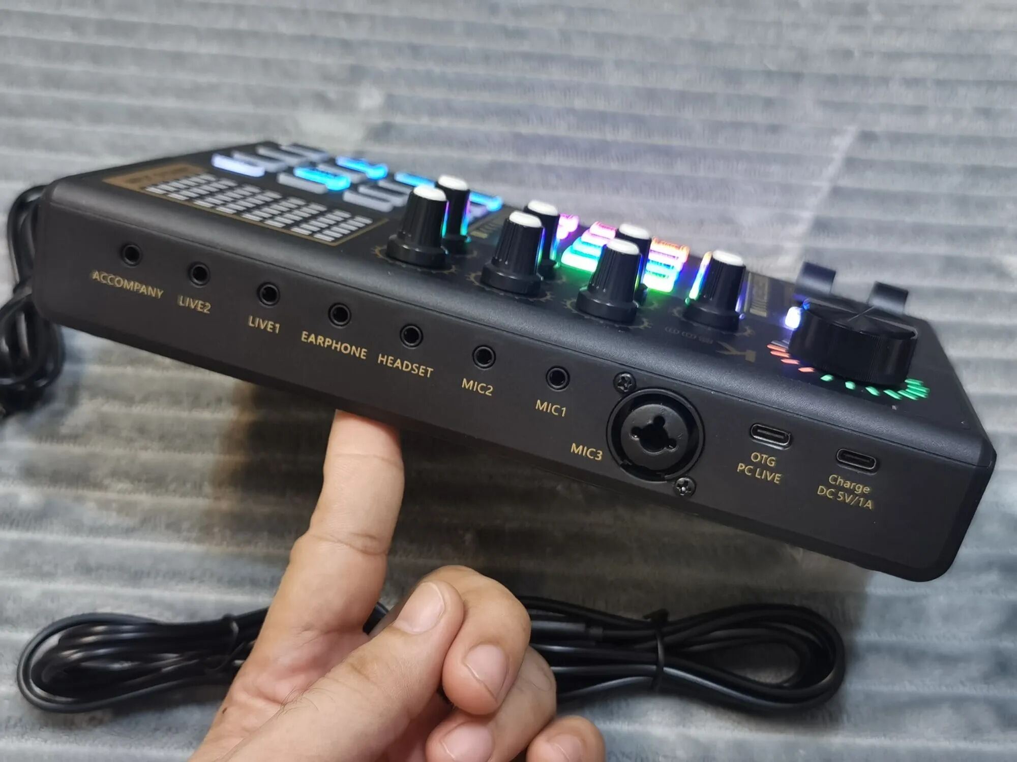 Picture of K800 Pro Audio Mixer  Live Sound Card and Audio Interface Sound Board with 3 Custom Sound Effects, DJ Mixer Effects,Voice Changer and LED Light, Prefect for Streaming/Podcasting/Recording/YouTube/PC (Black)