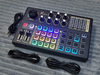 Picture of K800 Pro Audio Mixer  Live Sound Card and Audio Interface Sound Board with 3 Custom Sound Effects, DJ Mixer Effects,Voice Changer and LED Light, Prefect for Streaming/Podcasting/Recording/YouTube/PC (Black)