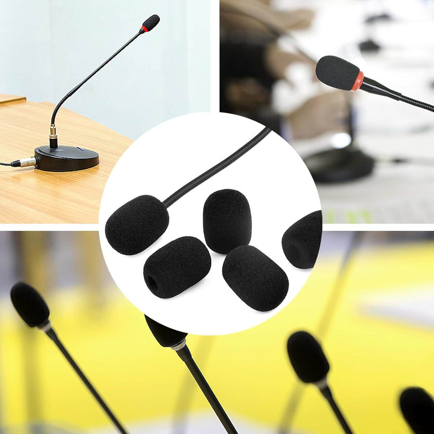 Picture of Microphone Cover Foam, Microphone Protector Mini Windscreen , For Variety of Headset Microphone (1*1.5 Inch) Black (Black)