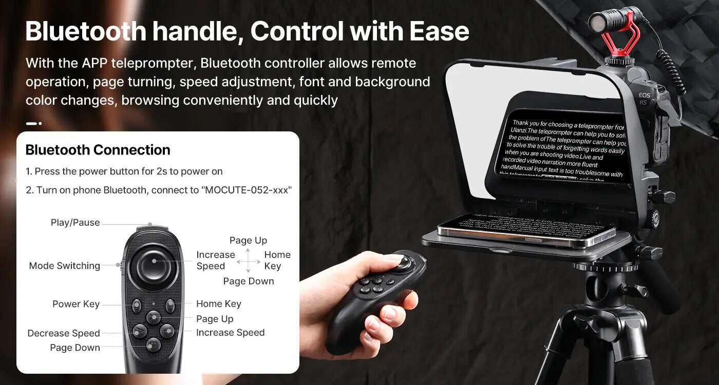 Picture of Ulanzi RT02 Universal Teleprompter for Tablets and Smartphones with Remote Control R004GBB1 (Black)