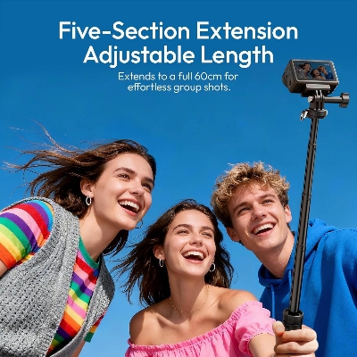 Picture of ULANZI MT92 Action Camera Selfie Stick Tripod 23.62", Portable Adjustable Vlog Handle Grip with Neck Lanyard for GoPro Hero 13/12/11/10/9/8/7/6, AKASO, DJI Osmo Action 6/5 Pro/4/3, Insta360 (Black)