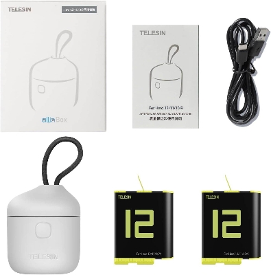 Picture of TELESIN Allin BOX Portable Storage Charger for GoPro Hero 9/10/11 with 2 Battery Action Cameras (Multicolor)