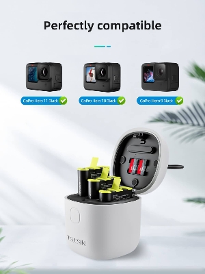 Picture of TELESIN Allin BOX Portable Storage Charger for GoPro Hero 9/10/11 with 2 Battery Action Cameras (Multicolor)