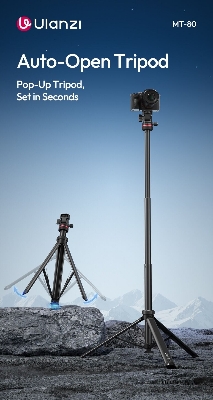 Picture of ULANZI MT-80 Aluminum Tripod Stand, 7FT Extendable Camera Phone Tripod for Travel, Auto Pop-Up, 1/4" Screw, 360 Ball Head Portable Photo Video Light Stand for DSLR Camera, Ring Light, Video Rig (Black)