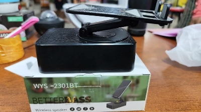 Picture of WYS-2301BT Better Bass Wireless Bluetooth Speaker with Deep Bass, Foldable Mobile Holder & Built-in Power Bank – Multifunctional Design, Loud Sound, and Adjustable Stand Support (Black)
