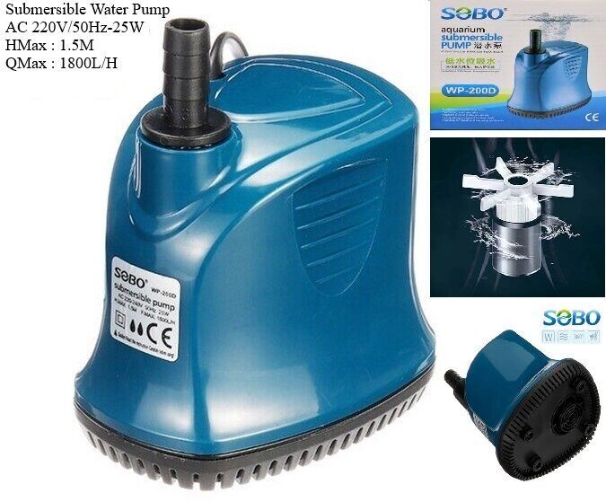 Picture of 25 Watt  Submersible water Pump ac220-240Volt, flow Max 1800L/H, hight max 1.5M SOBO WP-200D For Aquarium Pump Filter Pump (Multicolor,0.4)