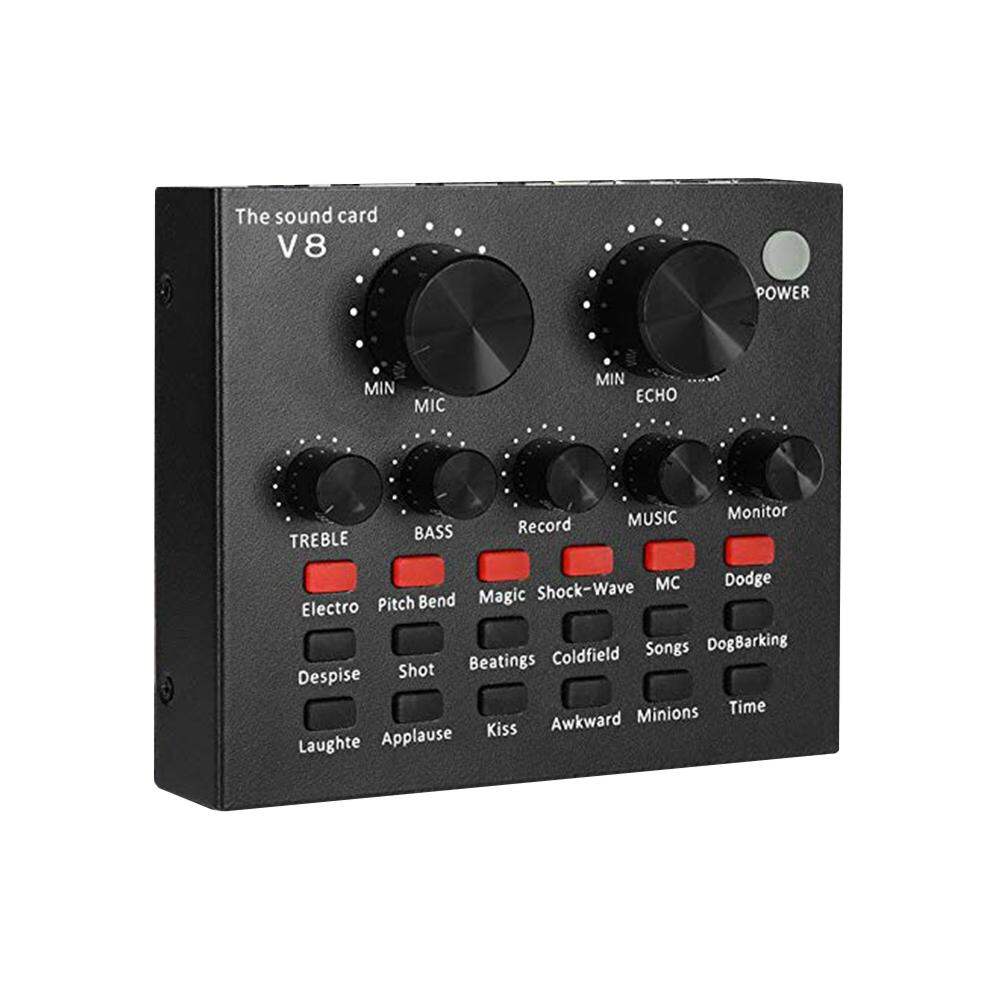Picture of V8 Sound Card Audio Interface Mixer for Studio Recording Take Video (Black)