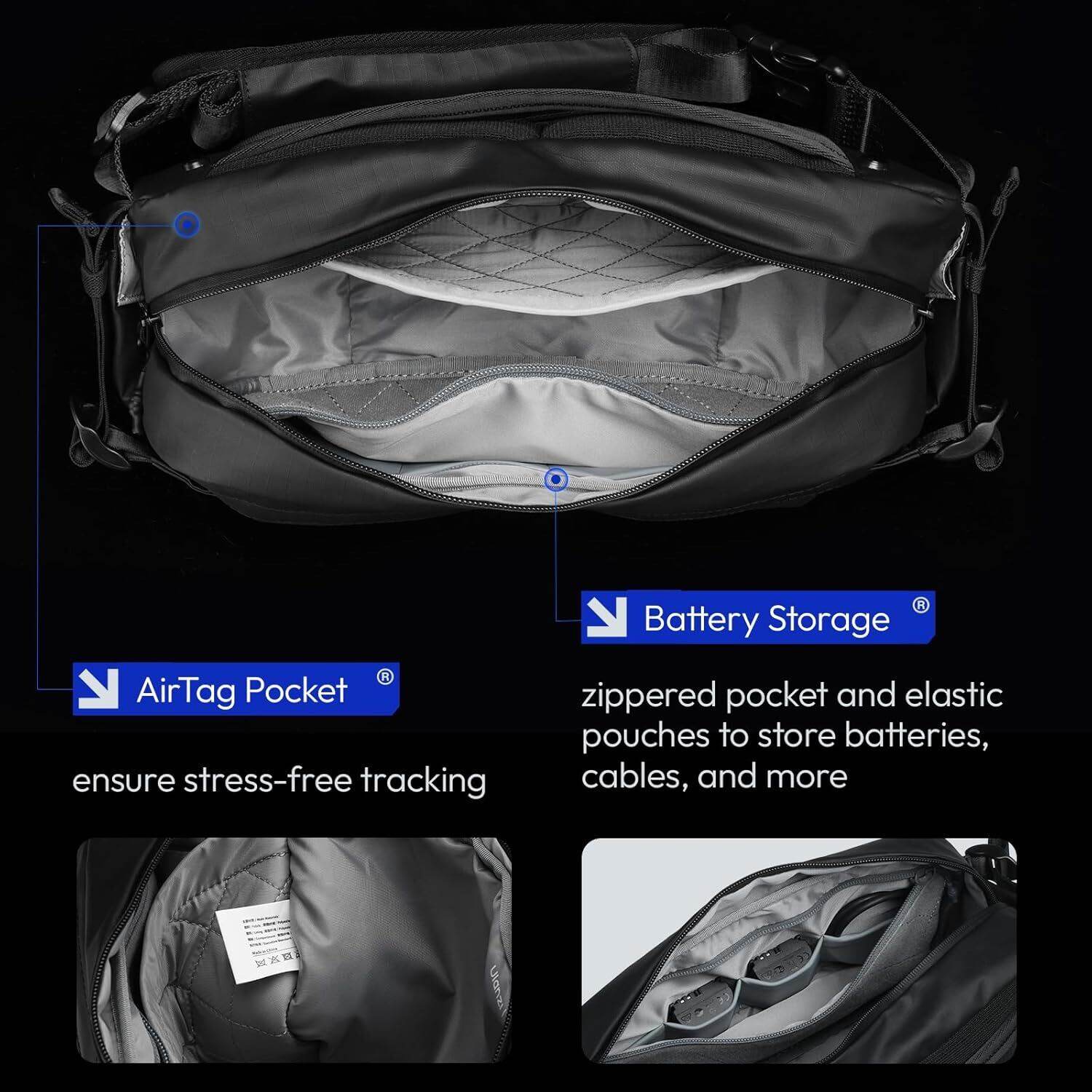 Picture of Ulanzi AB02 TAI Outdoor Sling Bag 9L Photography Pouch Large Capacity Carry Casual Bag for Camera Lens Accessories (Black)